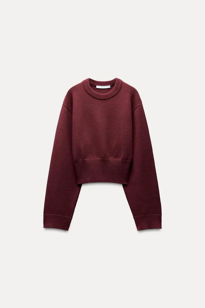 CROPPED KNIT SWEATER WITH WIDE SLEEVES