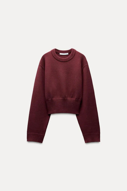 CROPPED KNIT SWEATER WITH WIDE SLEEVES