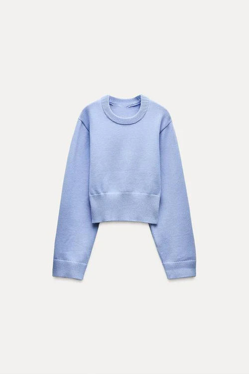 CROPPED KNIT SWEATER WITH WIDE SLEEVES