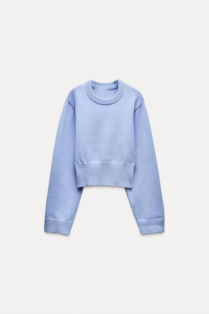 CROPPED KNIT SWEATER WITH WIDE SLEEVES
