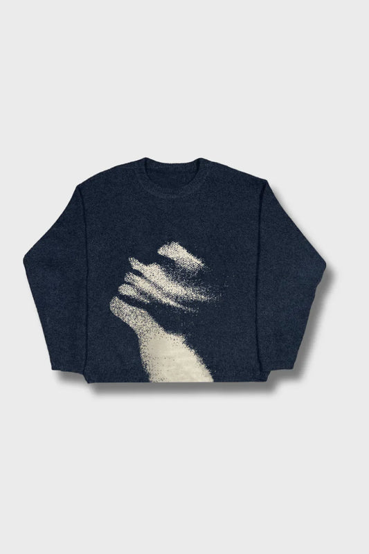 DISTORTED GRAPHIC KNITTED SWEATER